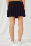 HY2882 BLACK Womens Solid Pleated Tennis Skirt Back