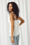 HY2888 OFF WHITE Womens Leopard Satin Cowl Cami Back