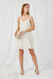 HY2900 Ivory Womens Ruffle Tiered Swiss Dot Sleeveless Dress Full Body