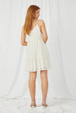 HY2900 Ivory Womens Ruffle Tiered Swiss Dot Sleeveless Dress Back