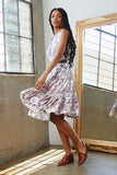 Womens Paisley Print Ruffle Dress