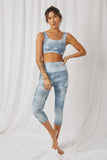 HY2912 Grey Womens Tie Dye Print Active Leggings Full Body