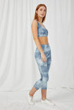 HY2912 GREY Womens Tie Dye Print Active Leggings Full Body 2