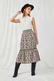 Floral Pleated Ruffled Skirt
