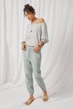 HY2947 Sage Womens Patch Pocket Drawstring Joggers Full Body