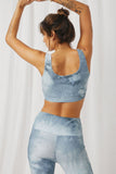 HY2971 Grey Womens Tie Dye Print Active Sports Bra Back