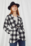 Plaid Shawl Collar Open Jacket