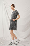 HY5467 Silver Womens Metallic Animal Print Knit Dress Side