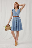 Womens Ruffle Button Down Tiered Dress