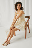 HY5667 Ivory Womens Swiss Dot Layered Elastic Waist Skirt Pose
