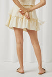 HY5667 Ivory Womens Swiss Dot Layered Elastic Waist Skirt Back