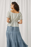 HY5837 Ivory Womens Embroidered Eyelet Ruffled Floral Peplum Top Back