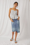 HY5980 Oatmeal Womens Textured Antique Quilt Print Surplice Cami Full Body