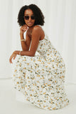 HY6005 Ivory Womens Floral Smocked One Shoulder Dress Alternate Angle