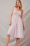 HY6107 Mauve Womens Abstract Polka Dot Print Smocked Tank Dress Front