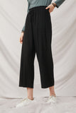 HY6124 Black Womens Wide Leg Paper bag Waist Pants Side