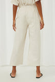 HY6124 Oatmeal Womens Wide Leg Paperbag Waist Pants Back