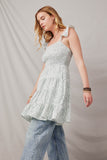 Womens Ditsy Floral Smocked Flutter Tank Dress