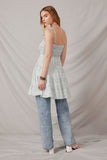 HY6131 Green Womens Ditsy Floral Smocked Flutter Tank Dress Back