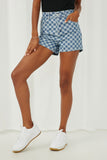 HY6140 Denim Womens Checker Denim Shorts Front