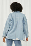 HY6143 Denim Womens Distressed Oversized Denim Jacket Back