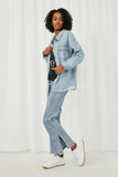 HY6143 Denim Womens Distressed Oversized Denim Jacket Side