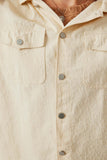 HY6148 Cream Womens Distressed Detail Button Up Shacket Detail