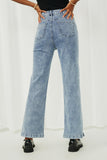 HY6153 Light Denim Womens Side Slit Distressed Bootcut Stretch Denim Back