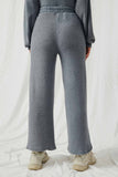 HY6157 Blue Womens Elastic Waist Drawstring Wideleg Fleece Pants Back