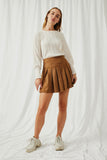 HY6290 Ivory Womens Long Cuff Cable Knit Pullover Top Full Body