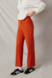 HY6327 Rust Womens Corduroy Straight Leg Pants Side