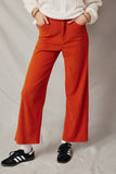 HY6327 Rust Womens Corduroy Straight Leg Pants  Front