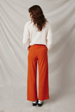 HY6327 Rust Womens Corduroy Straight Leg Pants  Back