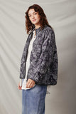 HY6333 Black Womens Bandana Printed Quilted Padded Jacket Detail
