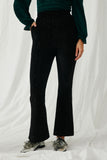 HY6379 Black Womens Textured Velvet Lurex Wide Leg Pants Front