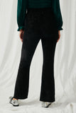 HY6379 Black Womens Textured Velvet Lurex Wide Leg Pants Back