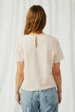 HY6390 Cream Womens Textured Stringy Short Sleeve Top Back