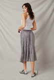 HY6413 Silver Womens Elastic Waist Sequined Midi Skirt Back