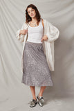 HY6413 Silver Womens Elastic Waist Sequined Midi Skirt Full Body