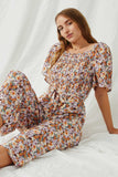 Floral Square Neck Palazzo Jumpsuit