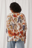 HY6671 Rust Mix Womens Textured Floral 3/4 Sleeve Open Kimono Back