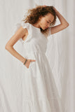 HY6779 Off White Women Scallop Hem Floral Crochet Eyelet Dress Detail