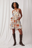 HY6780 Cream Womens Textured Botanical Tiered Tank Dress Full Body