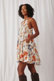 HY6780 Cream Womens Textured Botanical Tiered Tank Dress Side