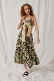 HY6822 Black Womens Botanical Print Tank Dress Full Body