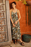 HY6822 Black Womens Botanical Print Tank Dress Editorial