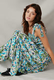 Floral Smocked Bodice Tie Shoulder Dress