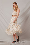 HY6908 Ivory Women Floral Tiered Chiffon Skirt Back