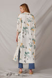 HY6933 Cream Womens Satin Floral Open Duster Back