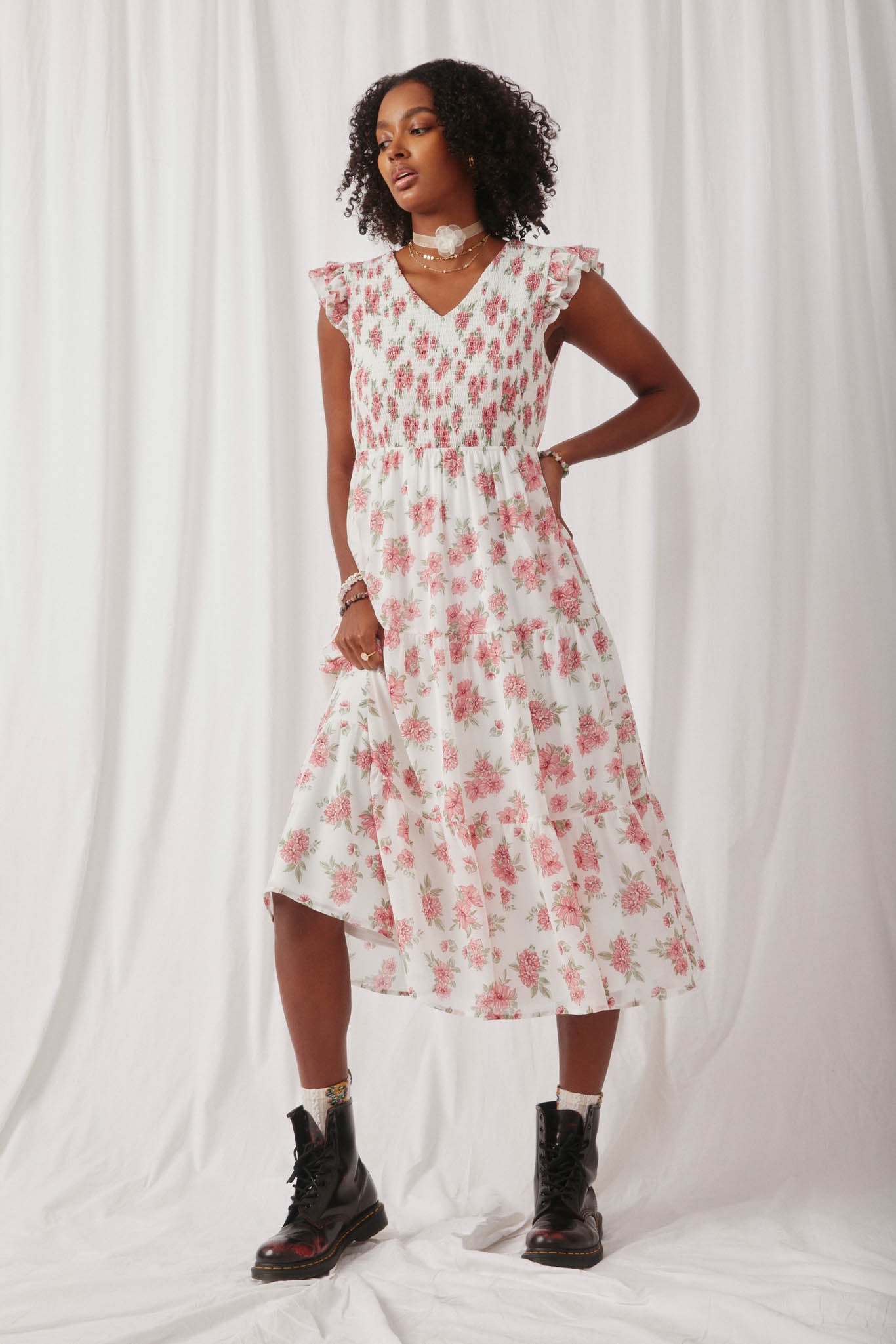 floral chiffon tank dress Plus White floral Tank Dress